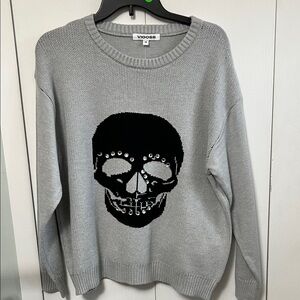 Vigoss Charcoal Skull Knit Sweater